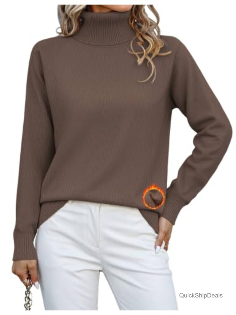 Turtleneck Sweater Fleece Sherpa Lined Long Sleeve Pullover